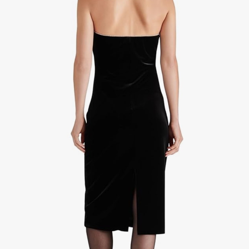 ⭐️Host Pick⭐️ Steve Madden Rhinestone Trim Black Velvet ‘Charlene’ Midi Dress - Picture 7 of 12